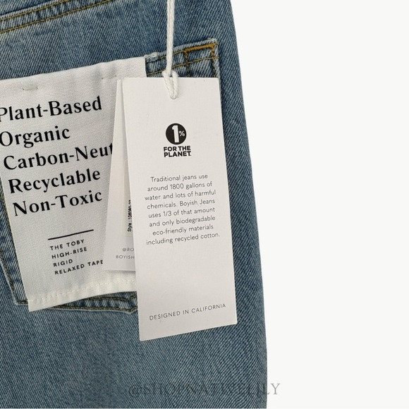 NWT BOYISH Toby High Rise Relaxed Fit Distressed Jeans | Sz 27 | Medium Indigo - Picture 11 of 14